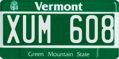 VT license plate XUM608
