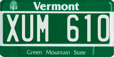VT license plate XUM610