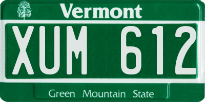 VT license plate XUM612