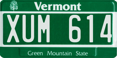 VT license plate XUM614