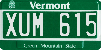 VT license plate XUM615