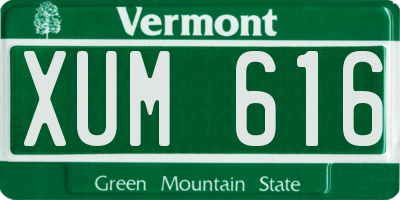VT license plate XUM616