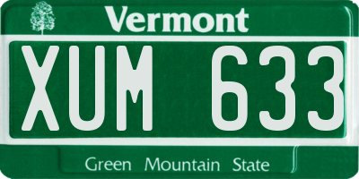 VT license plate XUM633