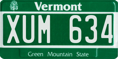 VT license plate XUM634
