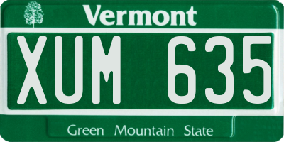 VT license plate XUM635