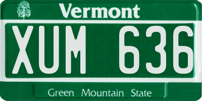 VT license plate XUM636