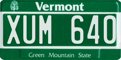 VT license plate XUM640