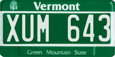 VT license plate XUM643
