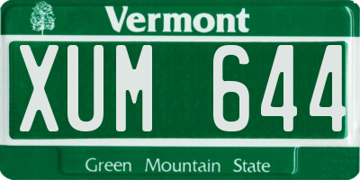 VT license plate XUM644
