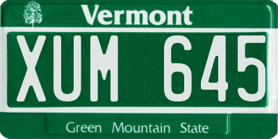 VT license plate XUM645