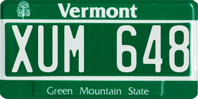 VT license plate XUM648