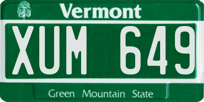 VT license plate XUM649