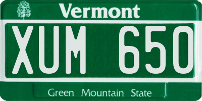 VT license plate XUM650