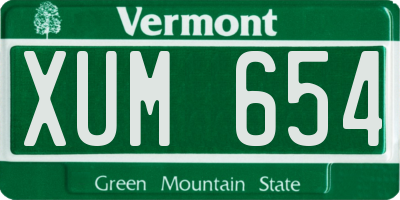 VT license plate XUM654