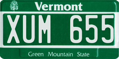 VT license plate XUM655