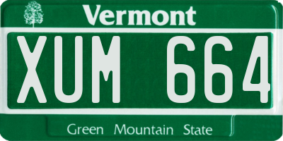 VT license plate XUM664
