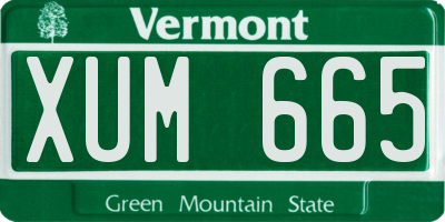 VT license plate XUM665
