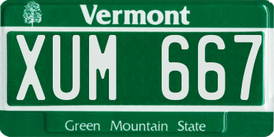 VT license plate XUM667
