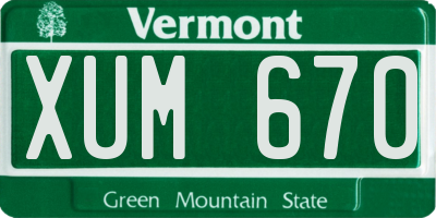 VT license plate XUM670