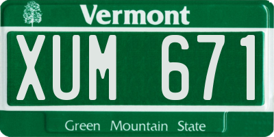 VT license plate XUM671
