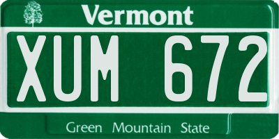VT license plate XUM672