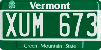 VT license plate XUM673