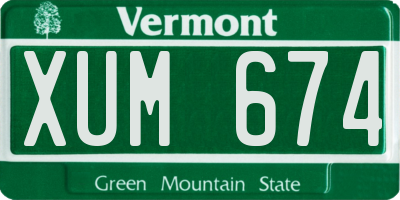 VT license plate XUM674
