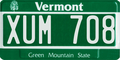 VT license plate XUM708