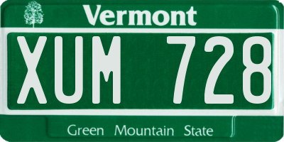 VT license plate XUM728
