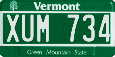 VT license plate XUM734