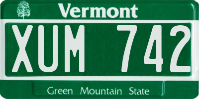 VT license plate XUM742
