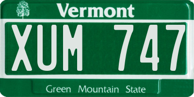 VT license plate XUM747