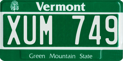 VT license plate XUM749