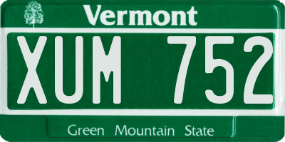 VT license plate XUM752