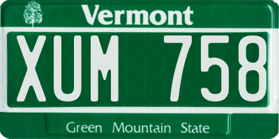 VT license plate XUM758