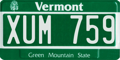 VT license plate XUM759