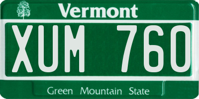 VT license plate XUM760