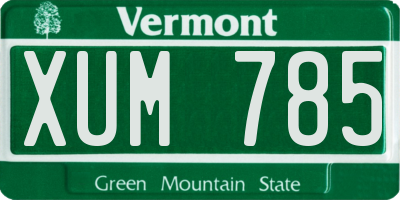 VT license plate XUM785