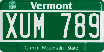 VT license plate XUM789