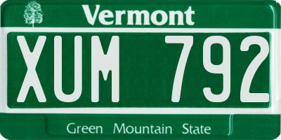 VT license plate XUM792