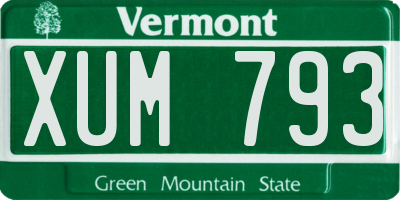 VT license plate XUM793
