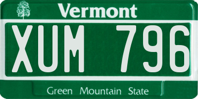 VT license plate XUM796