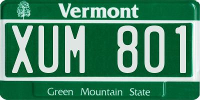 VT license plate XUM801