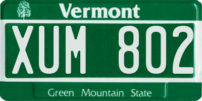 VT license plate XUM802