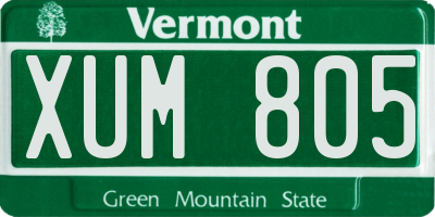 VT license plate XUM805