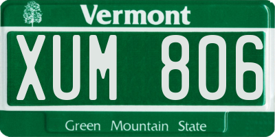 VT license plate XUM806