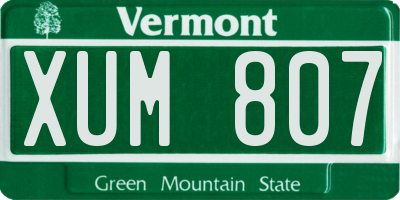 VT license plate XUM807
