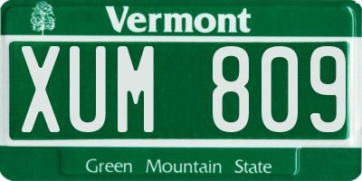 VT license plate XUM809