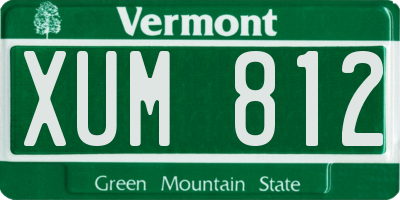 VT license plate XUM812