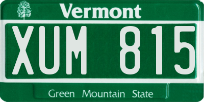 VT license plate XUM815